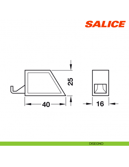 Cricchetto meccanico a pressione per anta Salice Push DP3SNGR senza utensile di posizionamento - disegno