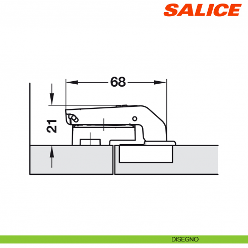 Cerniera Salice C7A6NE9 Silentia+ controcollo per piccoli spazi ammortizzata - disegno