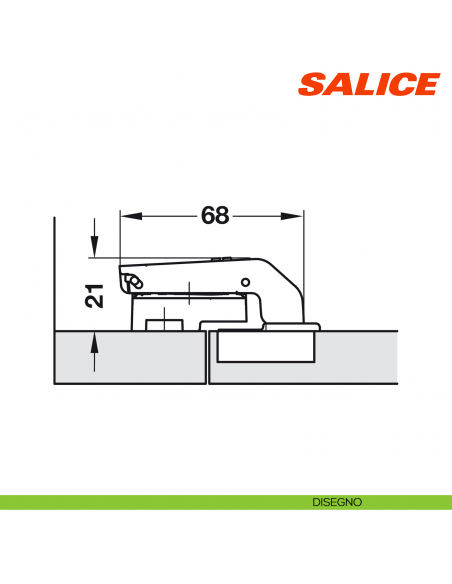 Cerniera Salice C7A6NE9 Silentia+ controcollo per piccoli spazi ammortizzata - disegno