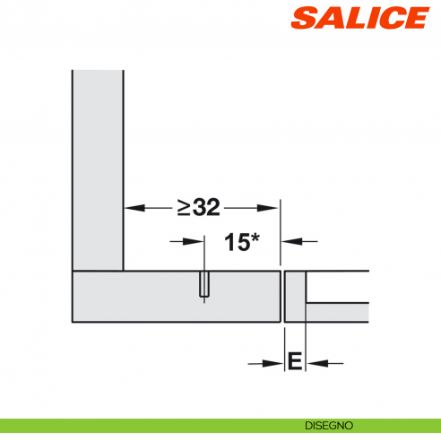 Cerniera Salice C7A6NE9 Silentia+ controcollo per piccoli spazi ammortizzata - disegno
