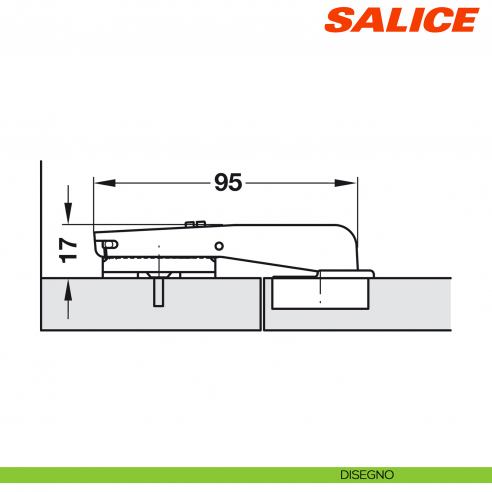 Cerniera Salice C7A6NE9AC Silentia+ controcollo ammortizzata - disegno