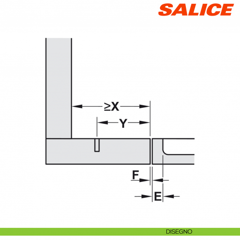 Cerniera Salice C7A6NE9AC Silentia+ controcollo ammortizzata - disegno