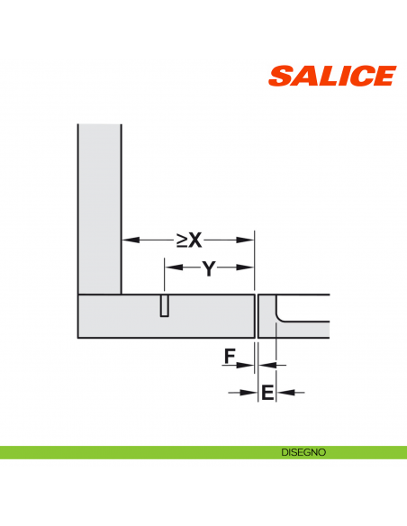 Cerniera Salice C7A6NE9AC Silentia+ controcollo ammortizzata - disegno