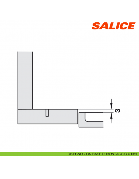 Cerniera Salice C7A6NE9AC Silentia+ controcollo ammortizzata - disegno con base H 0