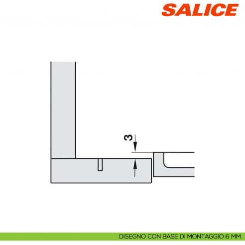 Cerniera Salice C7A6NE9AC Silentia+ controcollo ammortizzata - disegno con base H 6