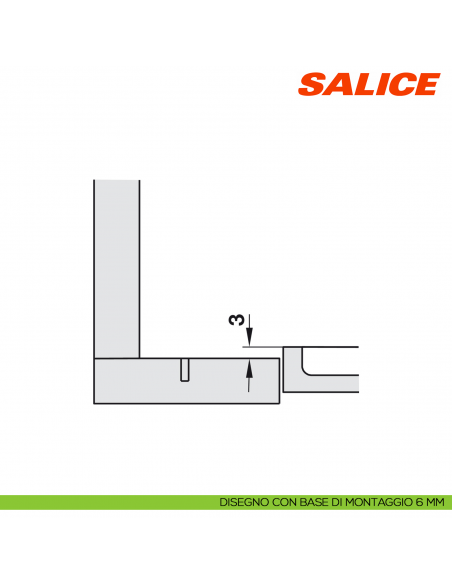 Cerniera Salice C7A6NE9AC Silentia+ controcollo ammortizzata - disegno con base H 6
