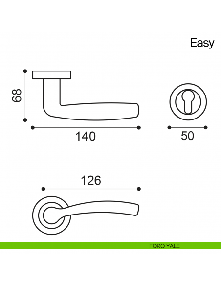 Maniglia per porta Easy Manital foro yale