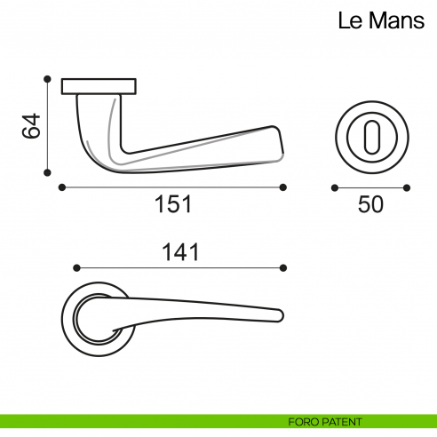 Maniglia per porta Le Mans Manital foro patent