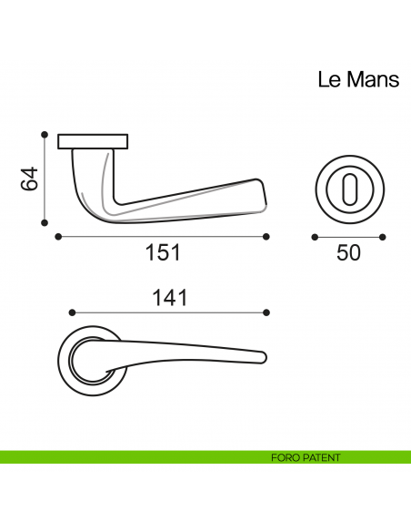 Maniglia per porta Le Mans Manital foro patent