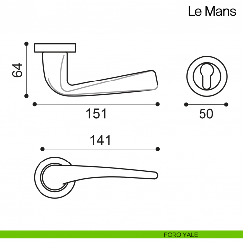 Maniglia per porta Le Mans Manital foro yale