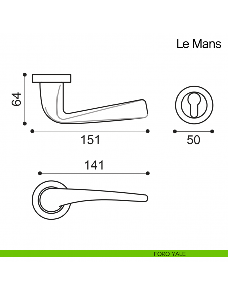 Maniglia per porta Le Mans Manital foro yale