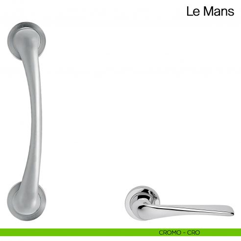 Maniglione per porta Le Mans Manital con rosette cromato