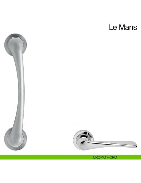 Maniglione per porta Le Mans Manital con rosette cromato