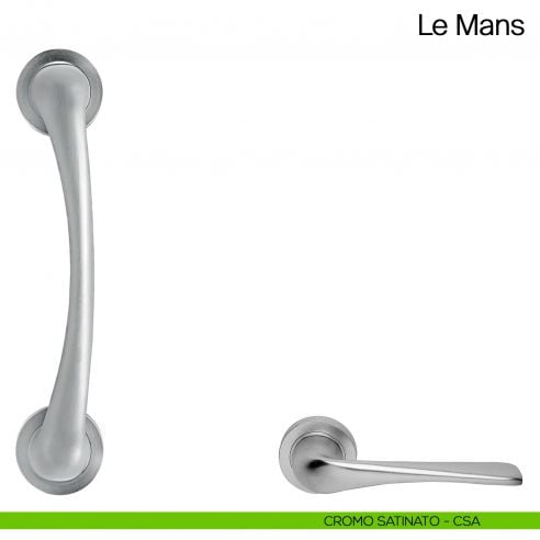 Maniglione per porta Le Mans Manital con rosette cromato satinato