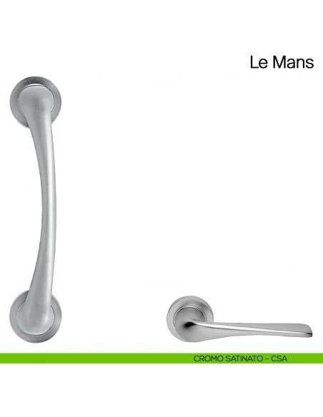 Maniglione per porta Le Mans Manital con rosette cromato satinato