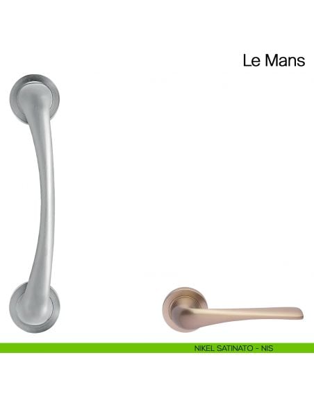 Maniglione per porta Le Mans Manital con rosette nikel satinato