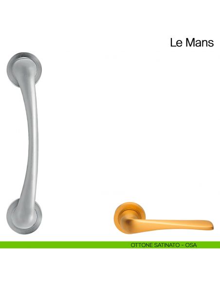Maniglione per porta Le Mans Manital con rosette ottone satinato