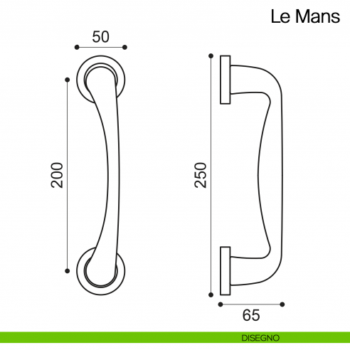 Maniglione per porta Le Mans Manital con rosette disegno
