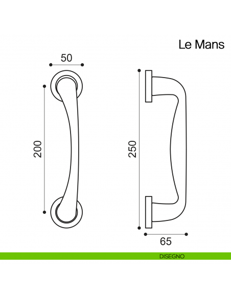 Maniglione per porta Le Mans Manital con rosette disegno