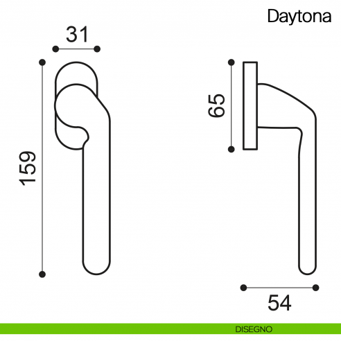 Maniglia martellina DK per finestra Daytona Manital disegno