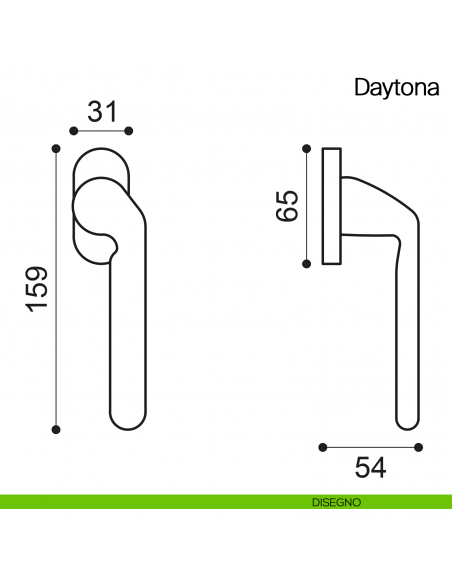 Maniglia martellina DK per finestra Daytona Manital disegno