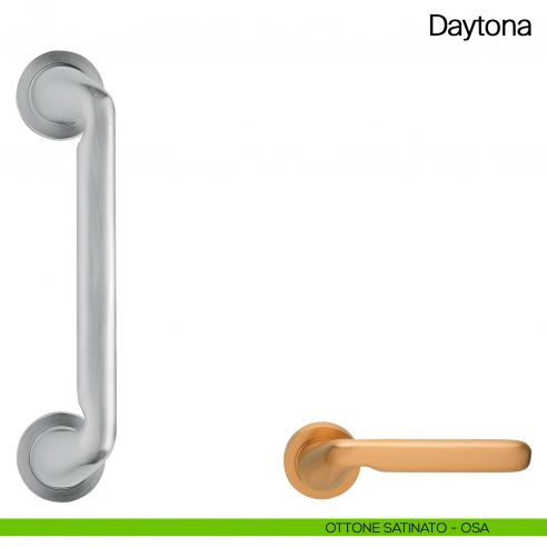 Maniglione per porta Daytona Manital con rosette ottone satinato