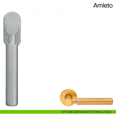 Maniglia martellina DK per finestra Amleto Manital ottone satinato/ottone lucido
