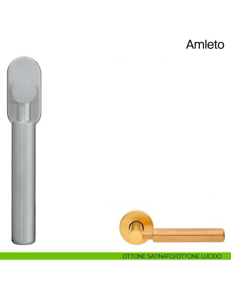 Maniglia martellina DK per finestra Amleto Manital ottone satinato/ottone lucido