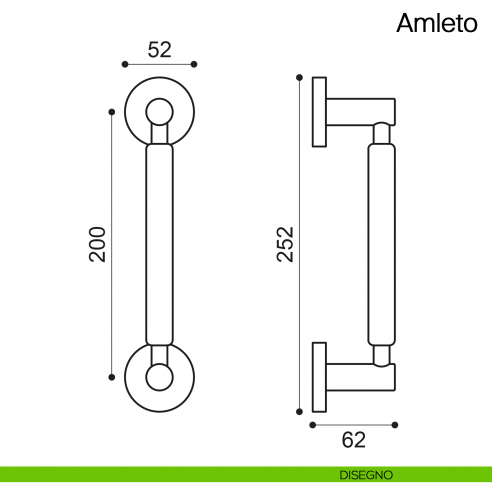 Maniglione per porta Amleto Manital con rosette disegno