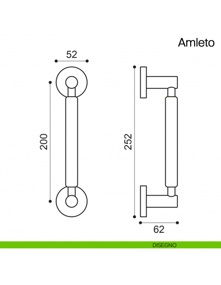 Maniglione per porta Amleto Manital con rosette disegno