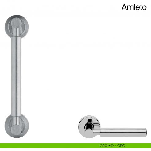 Maniglione per porta Amleto Manital con rosette cromato