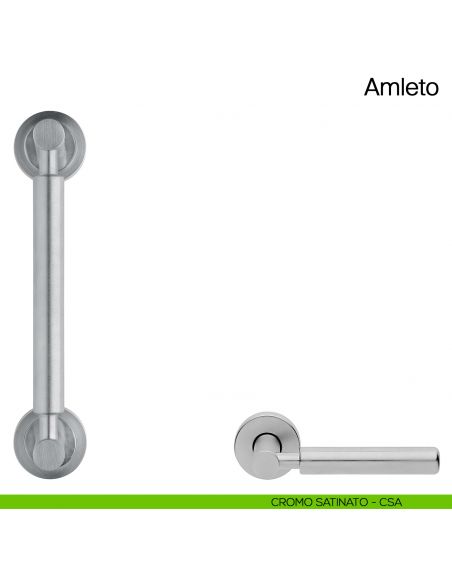 Maniglione per porta Amleto Manital con rosette cromato satinato
