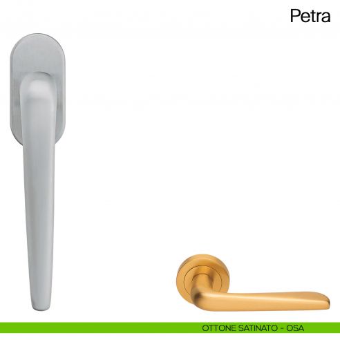 Maniglia martellina DK per finestra Petra Manital ottone satinato