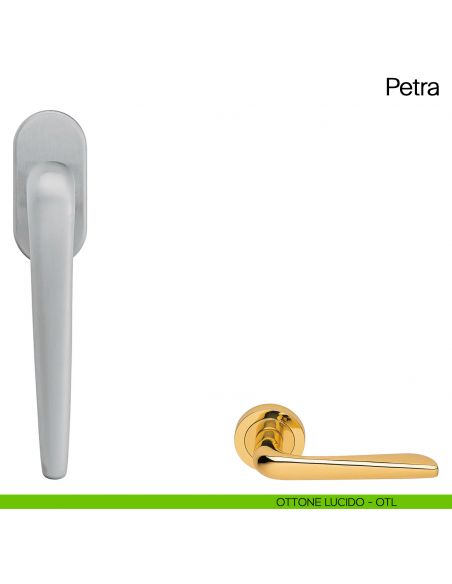 Maniglia martellina DK per finestra Petra Manital ottone lucido