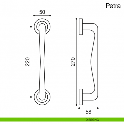 Maniglione per porta Petra Manital con rosette disegno