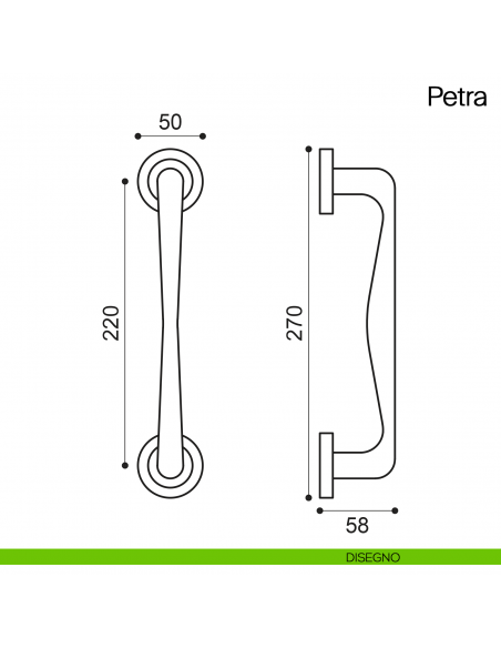 Maniglione per porta Petra Manital con rosette disegno