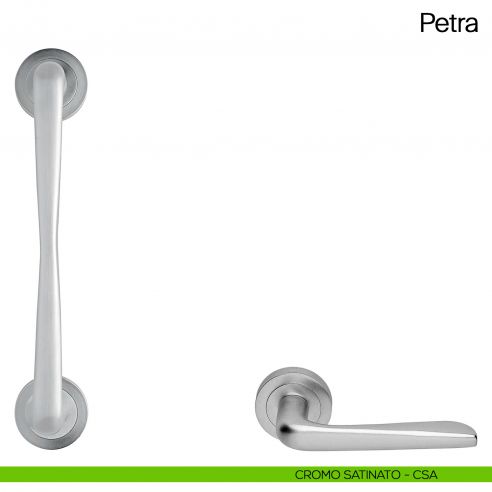 Maniglione per porta Petra Manital con rosette cromato satinato