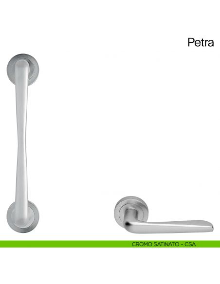 Maniglione per porta Petra Manital con rosette cromato satinato