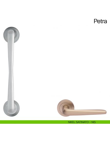 Maniglione per porta Petra Manital con rosette nikel satinato