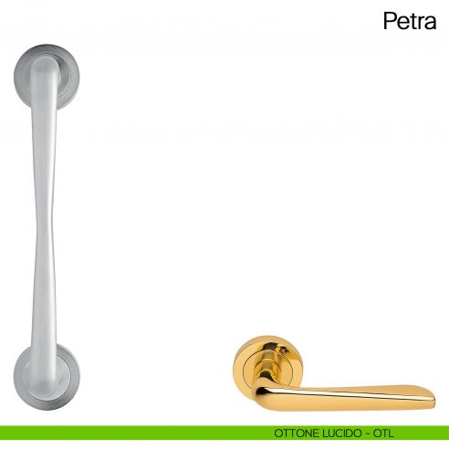 Maniglione per porta Petra Manital con rosette ottone lucido
