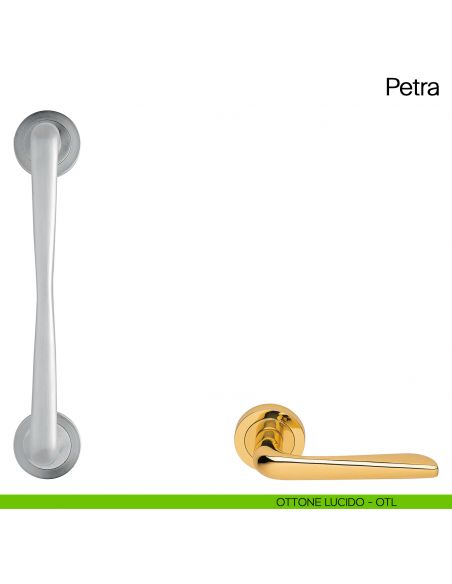 Maniglione per porta Petra Manital con rosette ottone lucido