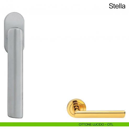 Maniglia martellina DK per finestra Stella Manital ottone lucido