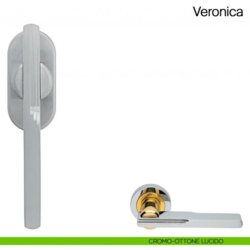 Maniglia martellina DK per finestra Veronica Manital cromato/ottone lucido