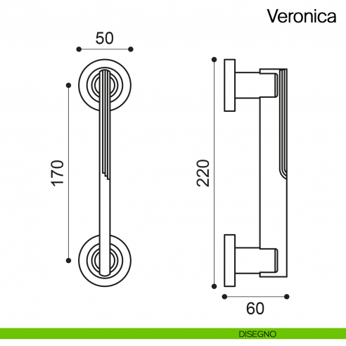 Maniglione per porta Veronica Manital con rosette disegno