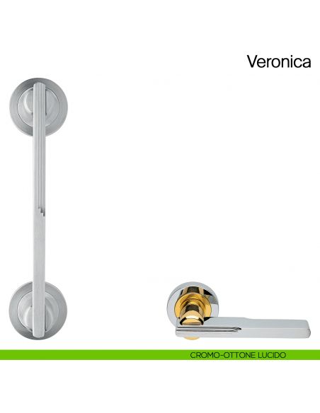 Maniglione per porta Veronica Manital con rosette cromato/ottone lucido