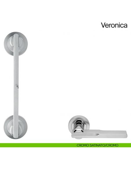 Maniglione per porta Veronica Manital con rosette cromato satinato/cromato