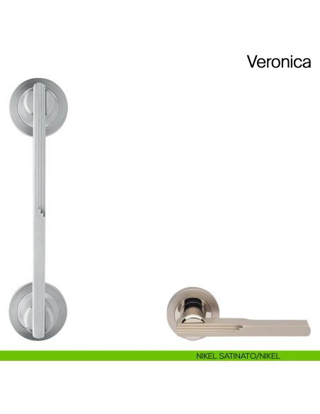 Maniglione per porta Veronica Manital con rosette nikel/nikel satinato