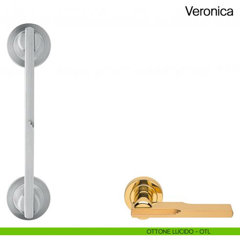 Maniglione per porta Veronica Manital con rosette ottone lucido