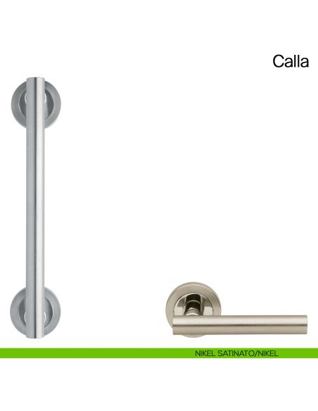 Maniglione per porta Calla Manital con rosette interasse 200 mm nikel satinato/nikel