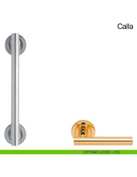 Maniglione per porta Calla Manital con rosette interasse 200 mm ottone lucido